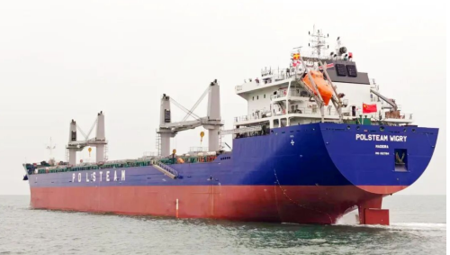 山船重工一艘3.7万吨大湖型散货船试航返港